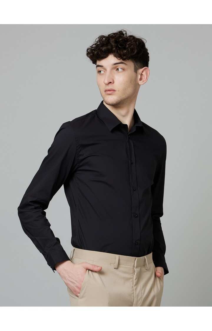 Men's Black Solid Formal Shirts