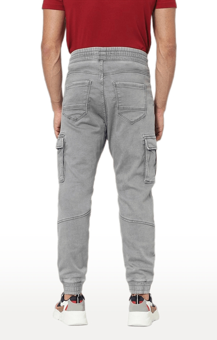 Men's Grey Cotton Solid Joggers Jeans