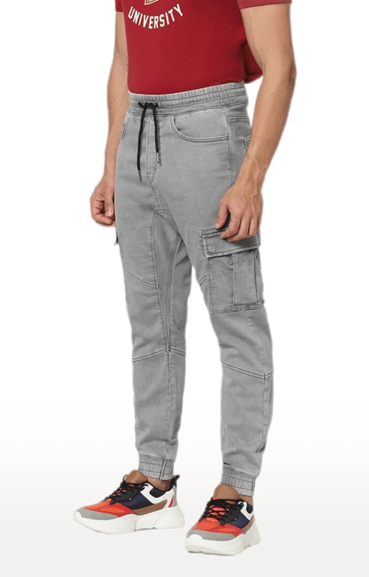 celio | Men's Grey Cotton Solid Joggers Jeans 2
