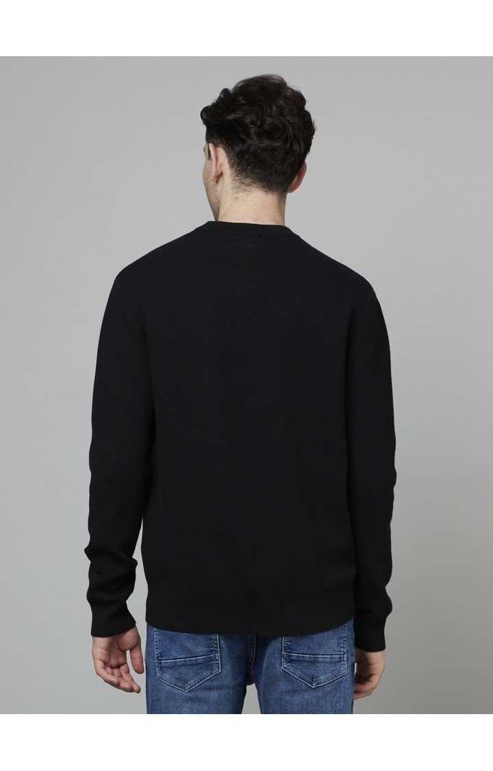 Men's Black Solid Sweaters