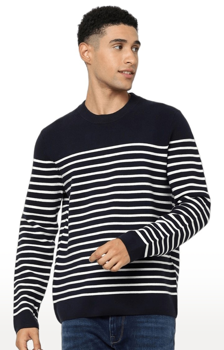 celio | Men's Black Striped Sweaters 0