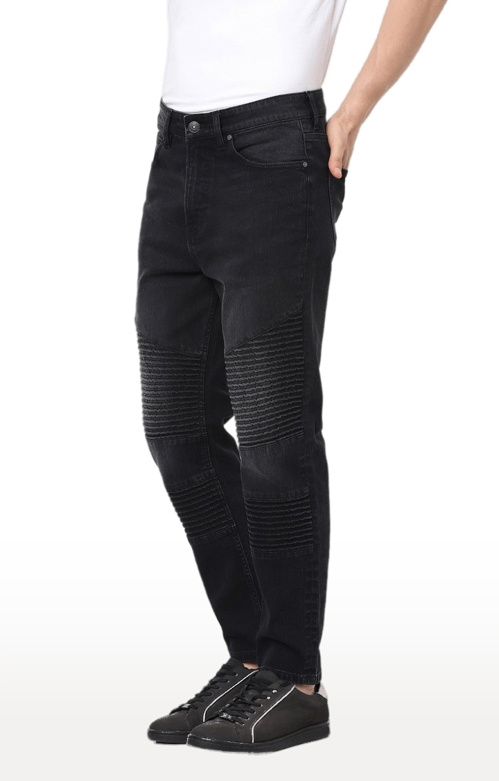 celio | Men's Black Cotton Textured Straight Jeans 3