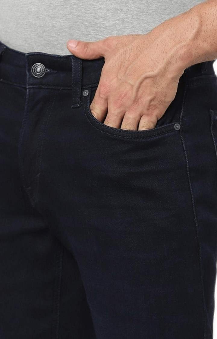 Men's Blue Cotton Solid Straight Jeans