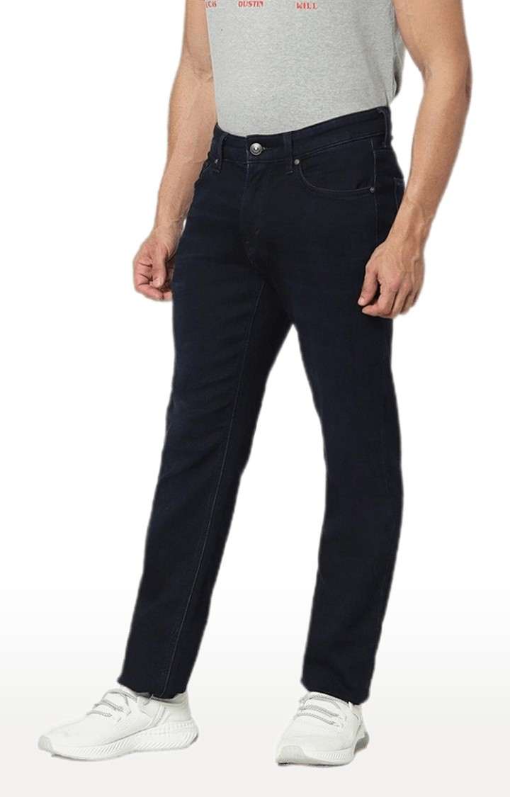 Men's Blue Cotton Solid Straight Jeans