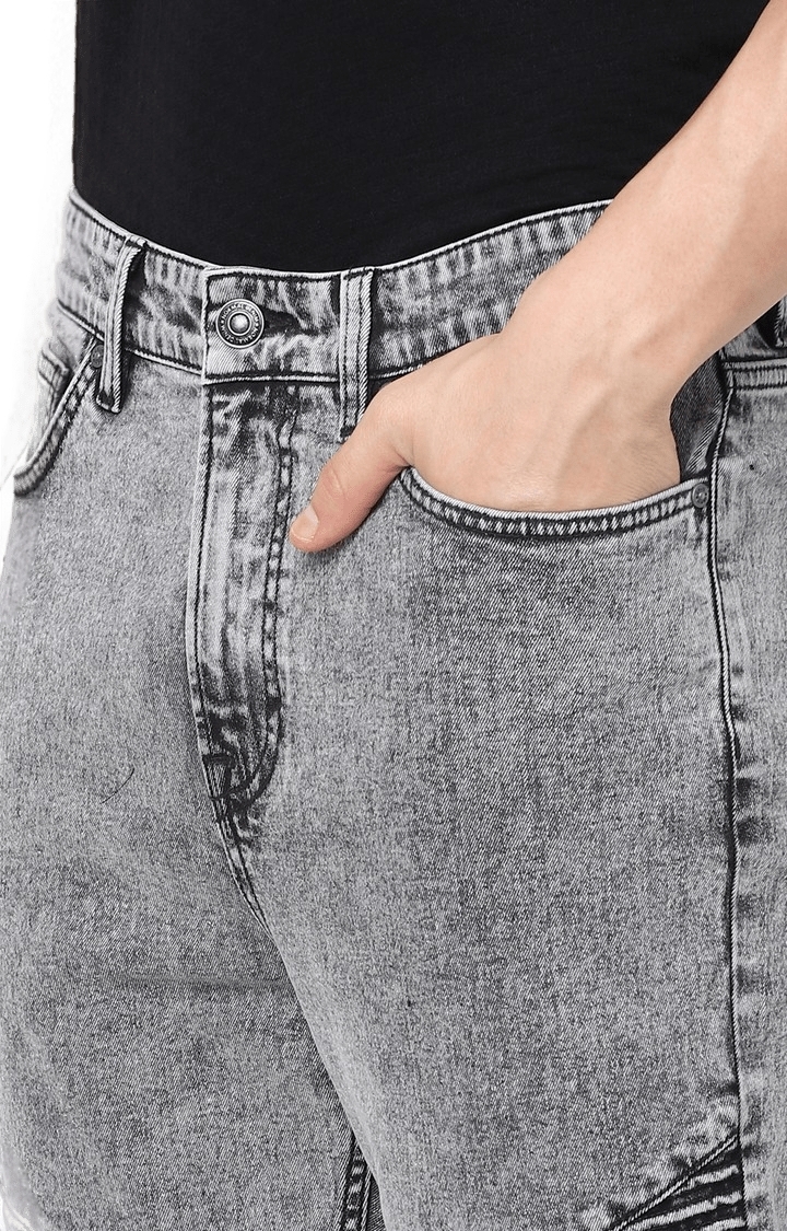 celio | Men's Grey Cotton Textured Straight Jeans 5
