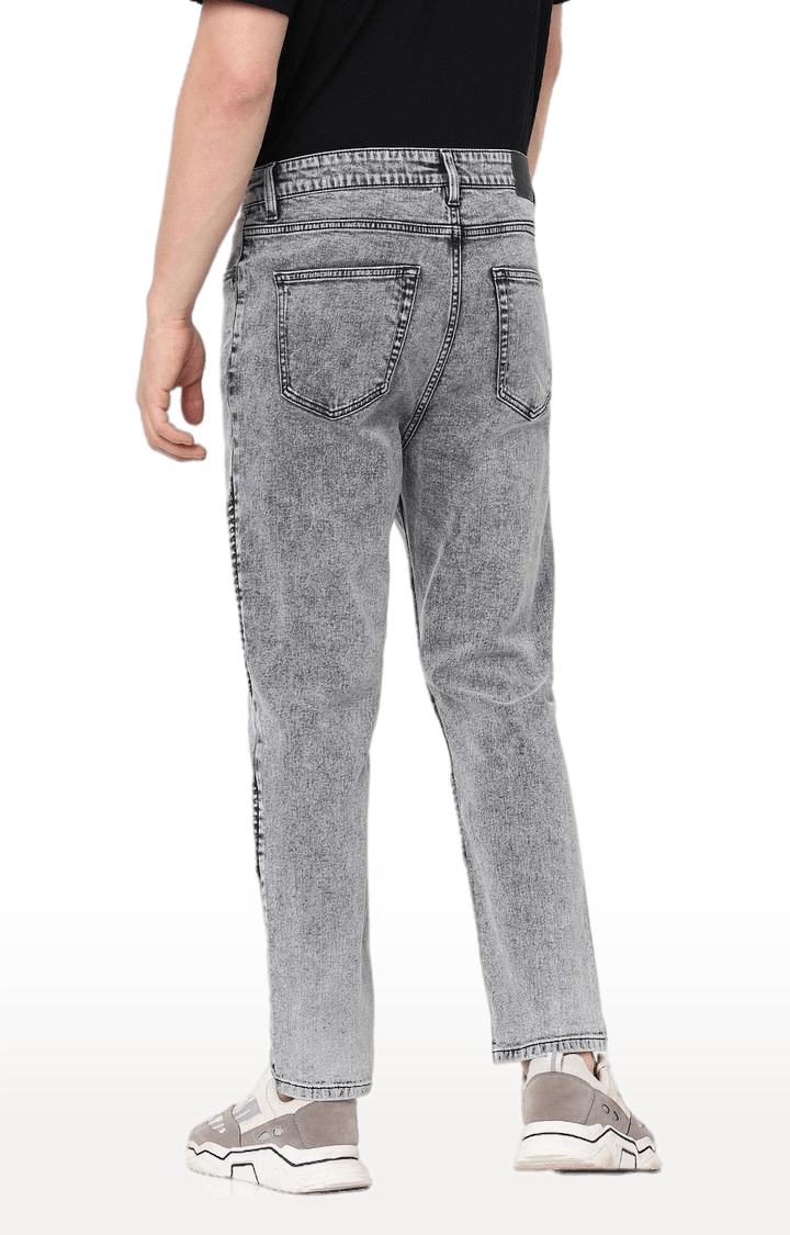 celio | Men's Grey Cotton Textured Straight Jeans 4