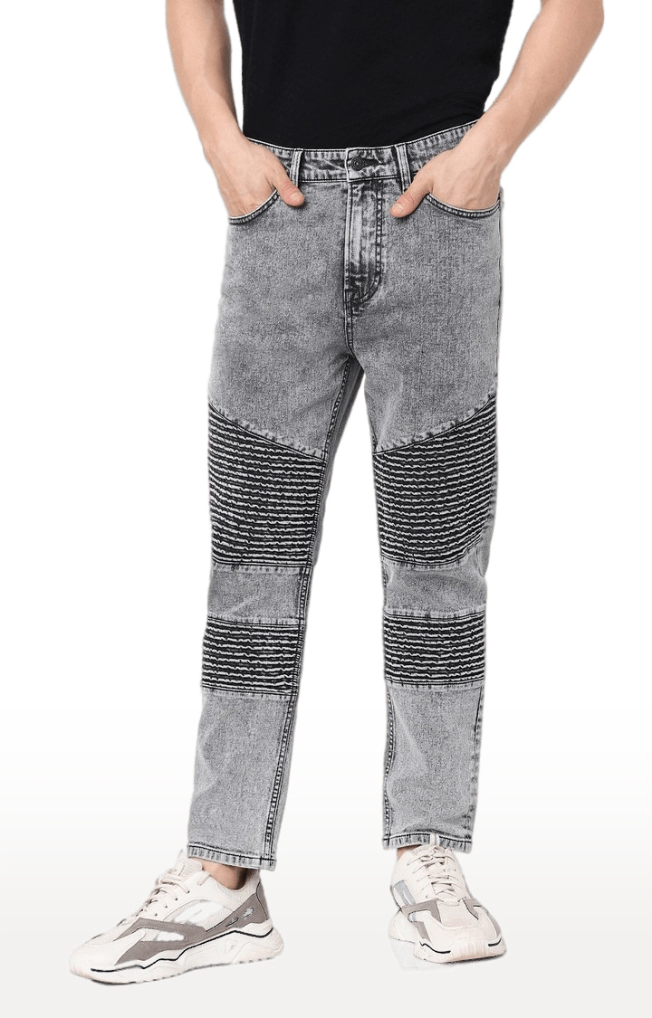celio | Men's Grey Cotton Textured Straight Jeans 0