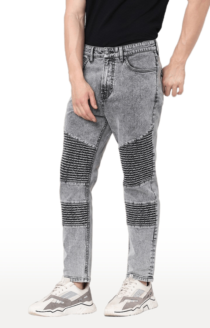 celio | Men's Grey Cotton Textured Straight Jeans 3