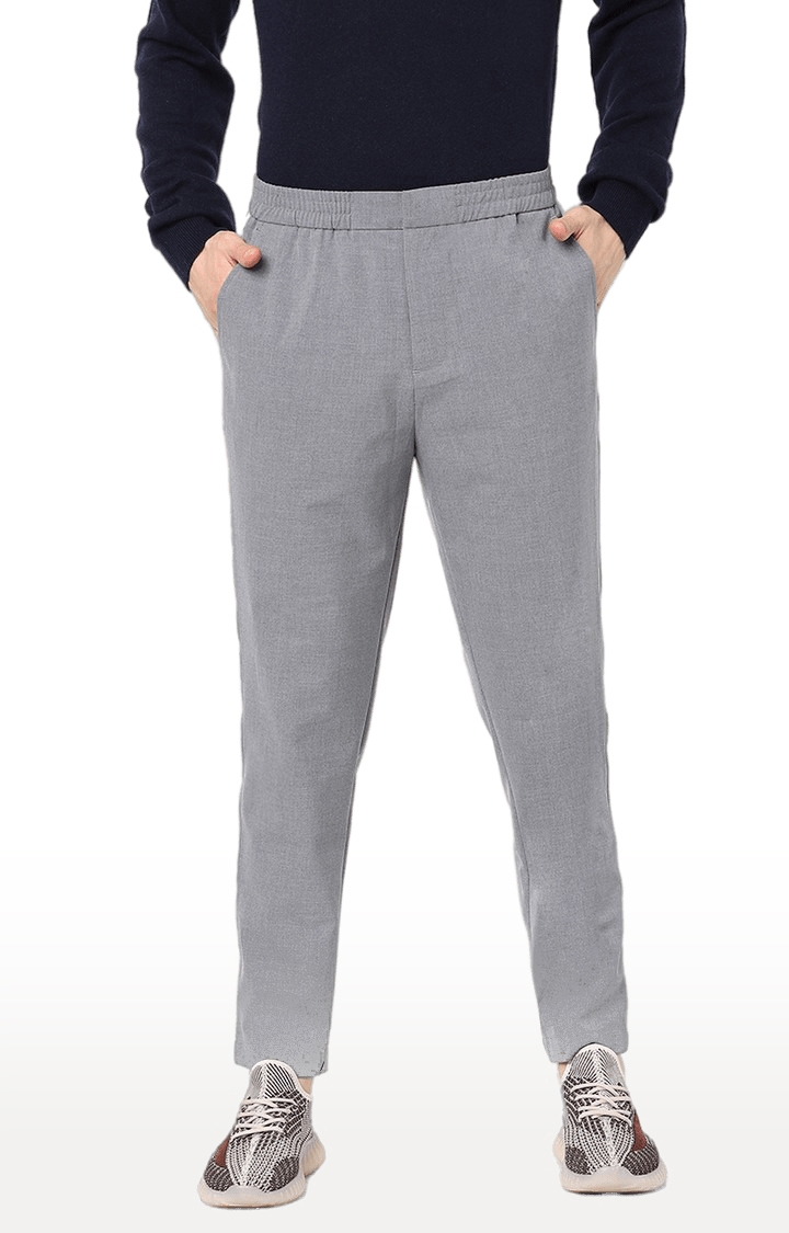 celio | Men's Grey Polyester Solid Trackpants