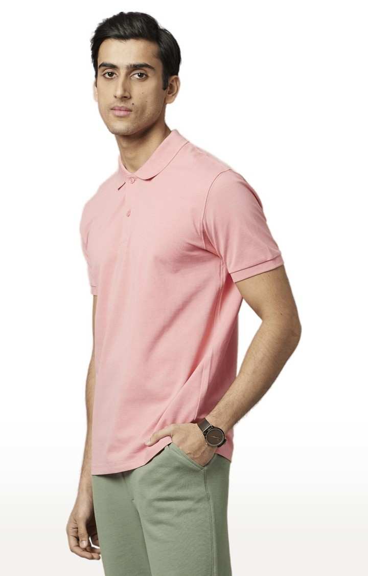 Men's Pink Solid Polos