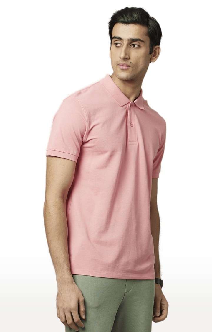 Men's Pink Solid Polos