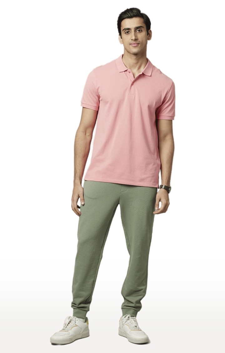 Men's Pink Solid Polos