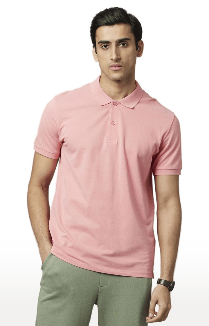 Men's Pink Solid Polos