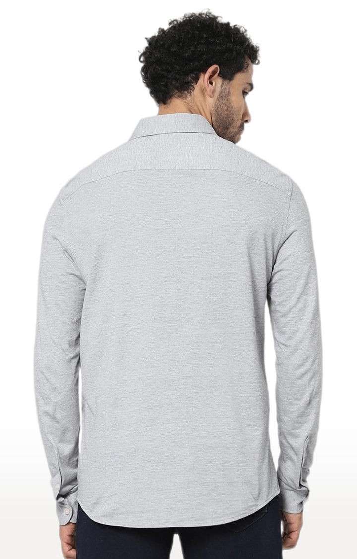 celio | Men's Grey Melange Casual Shirts 3