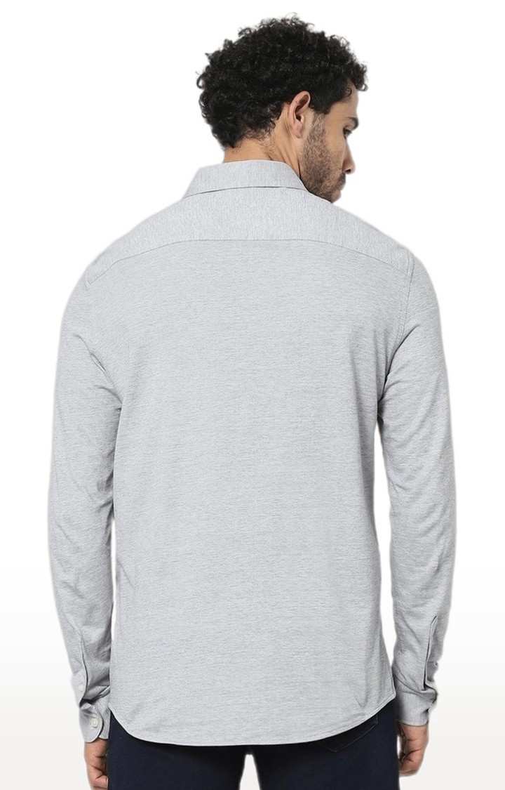 Men's Grey Melange Casual Shirts
