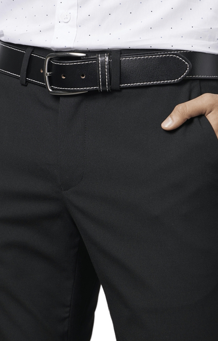 celio | Men's Black Blended Solid Trousers 5