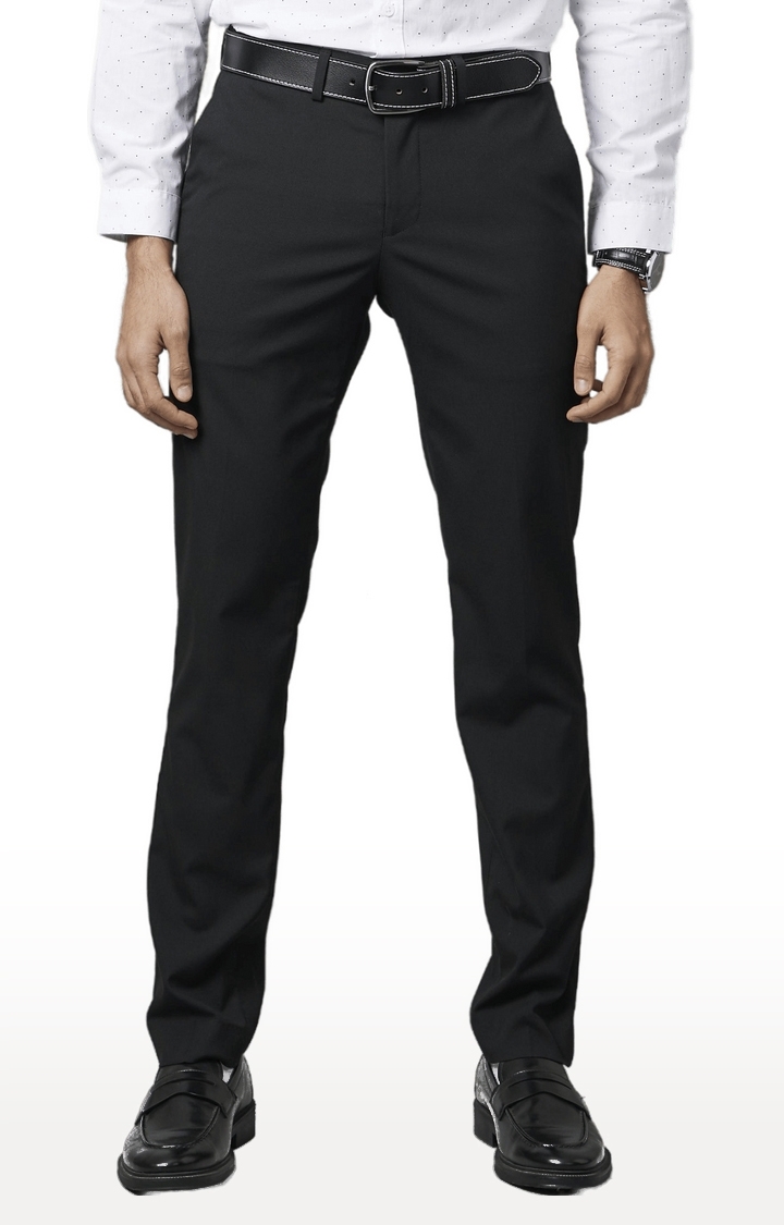 celio | Men's Black Blended Solid Trousers 0
