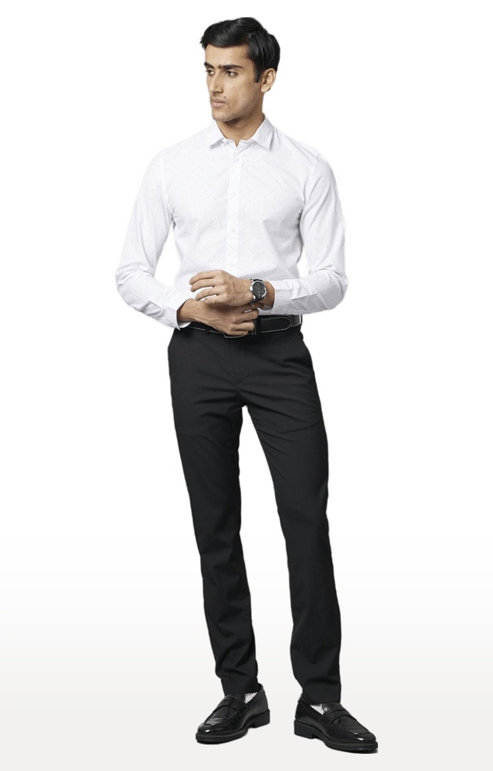 celio | Men's Black Blended Solid Trousers 1