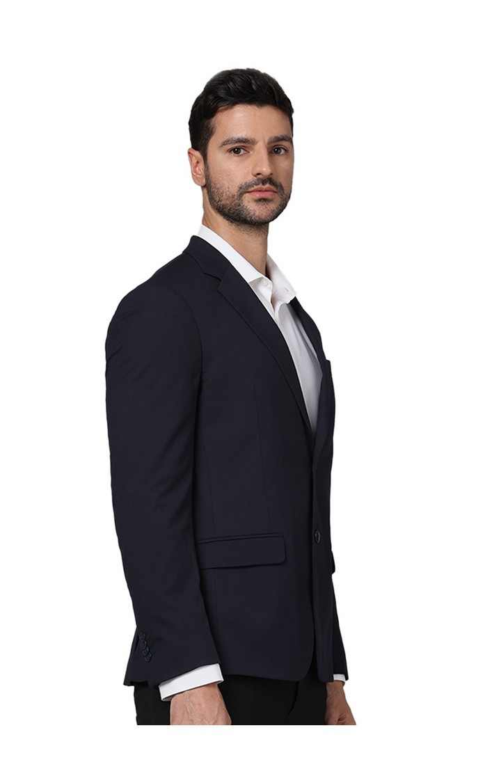 Men's Blue Solid Blazers