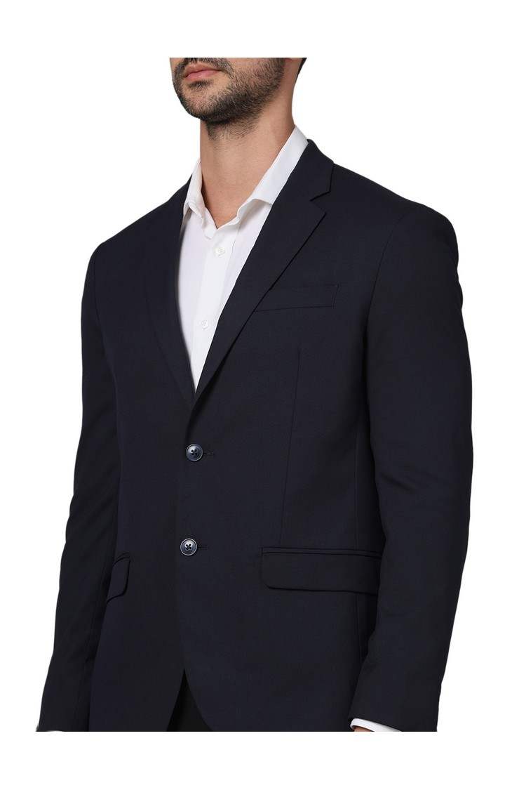 Men's Blue Solid Blazers