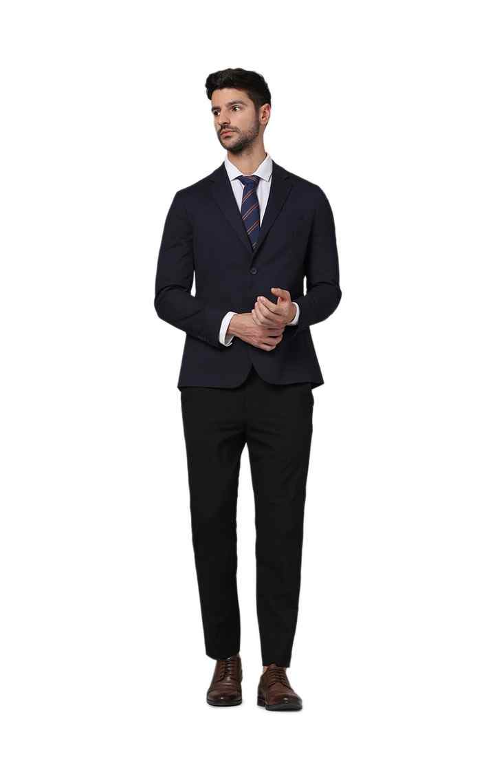 Men's Blue Solid Blazers