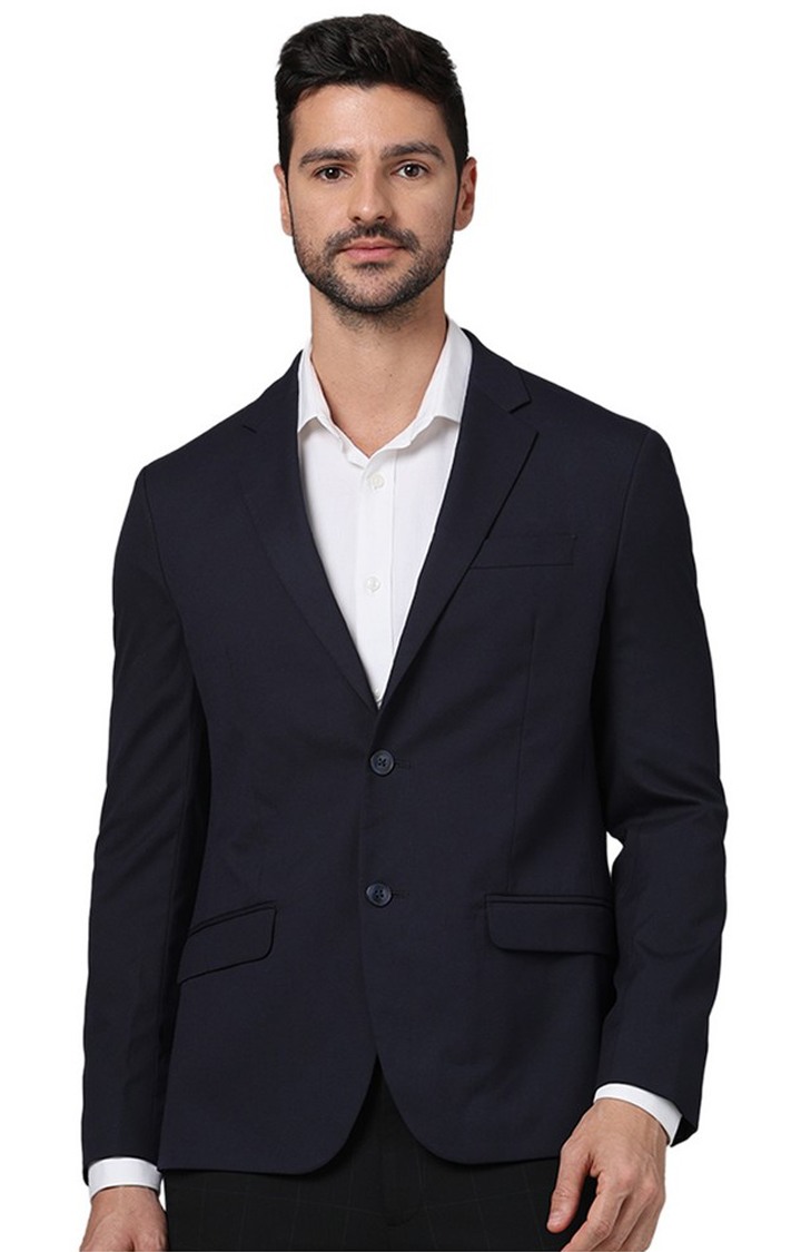 Men's Blue Solid Blazers