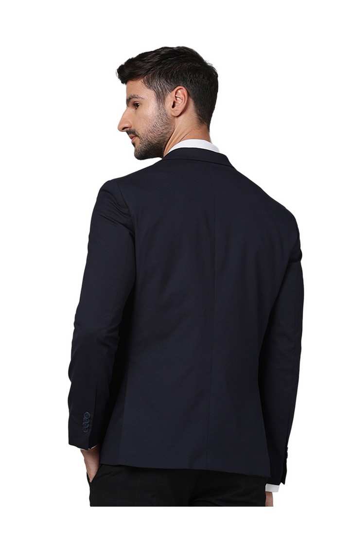 Men's Blue Solid Blazers