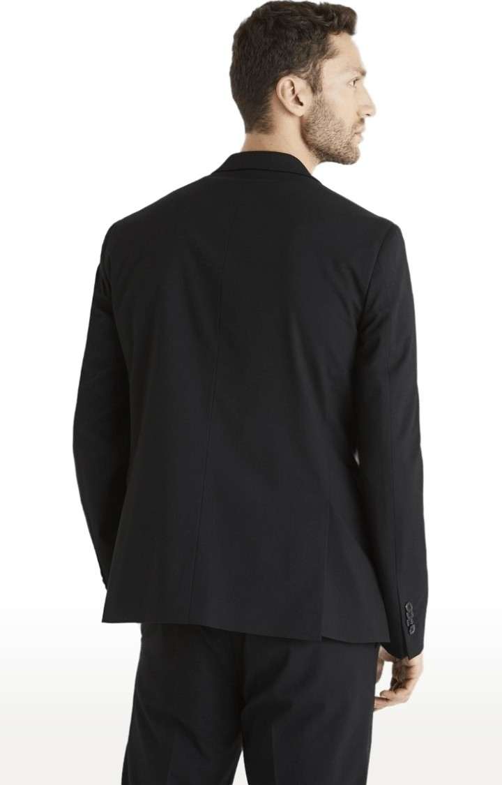 Men's Black Solid Blazers