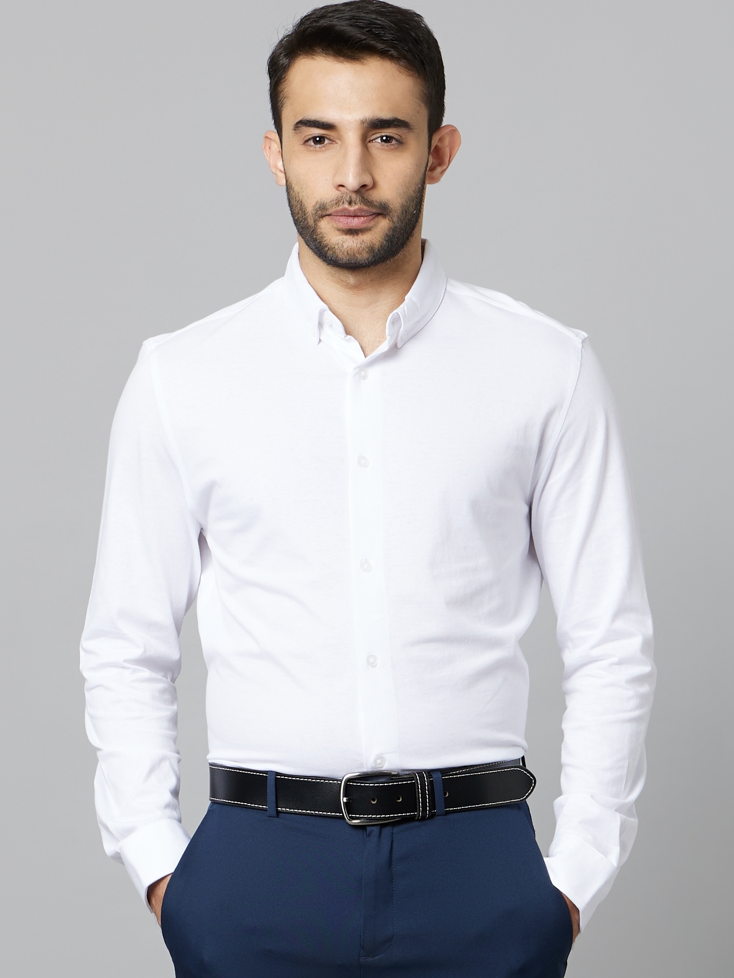 Men's White Solid Formal Shirts