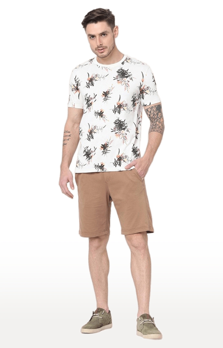 celio | Men's White Printed Regular T-Shirts 1