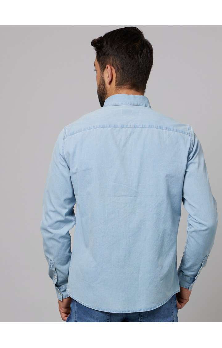 Men's Blue Solid Casual Shirts