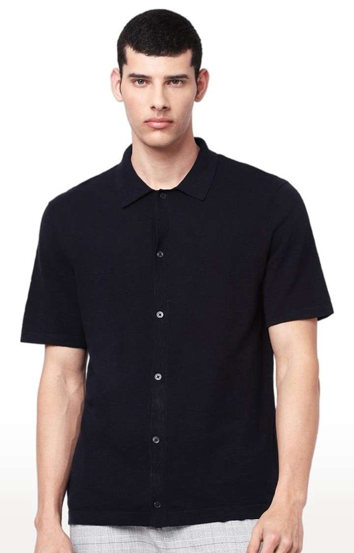 Men's Blue Solid Casual Shirts
