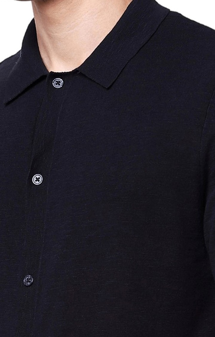 Men's Blue Solid Casual Shirts