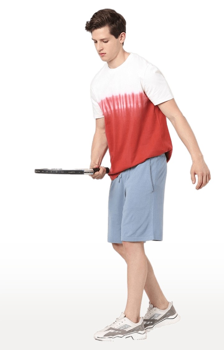 Men's Blue Viscose Solid Shorts