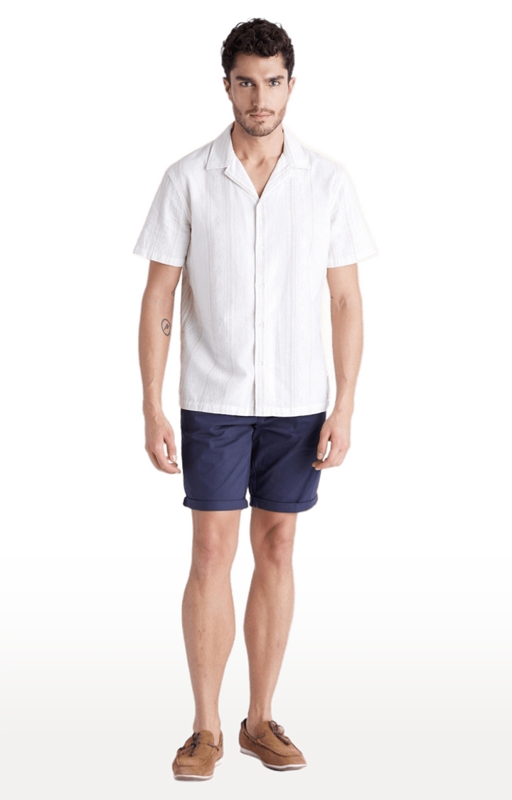 celio | Men's Blue Cotton Blend Solid Shorts
