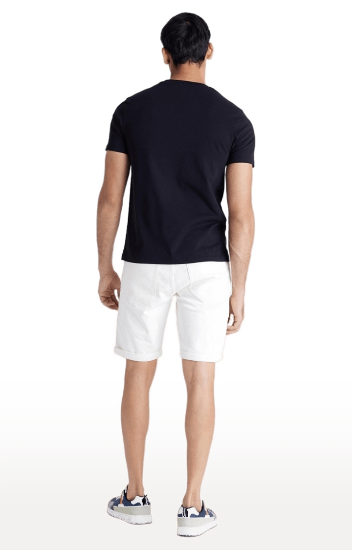 Men's White Polycotton Solid Shorts