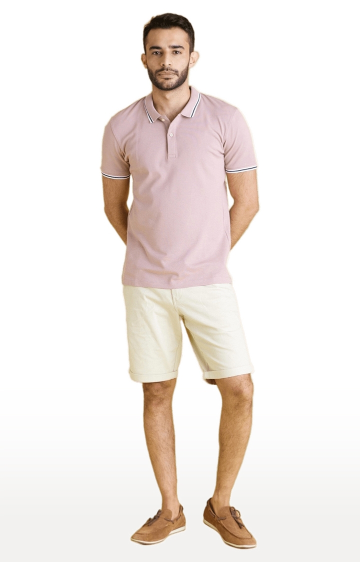 celio | Men's White Cotton Blend Solid Shorts