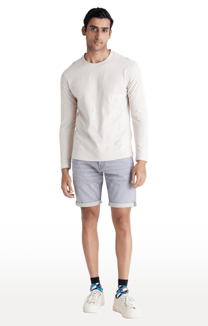celio | Men's Grey Polycotton Solid Shorts 0