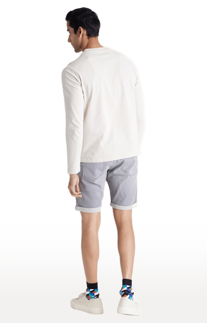 celio | Men's Grey Polycotton Solid Shorts 4