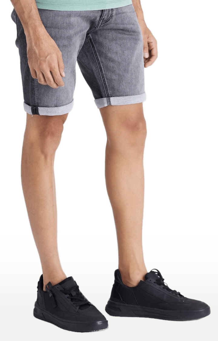 Men's Grey Polycotton Solid Shorts