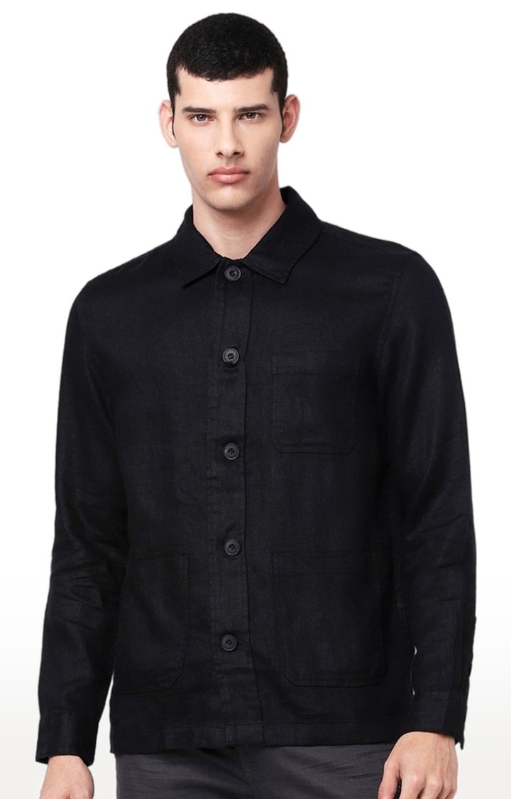 celio | Men's Black Solid Casual Shirts 0