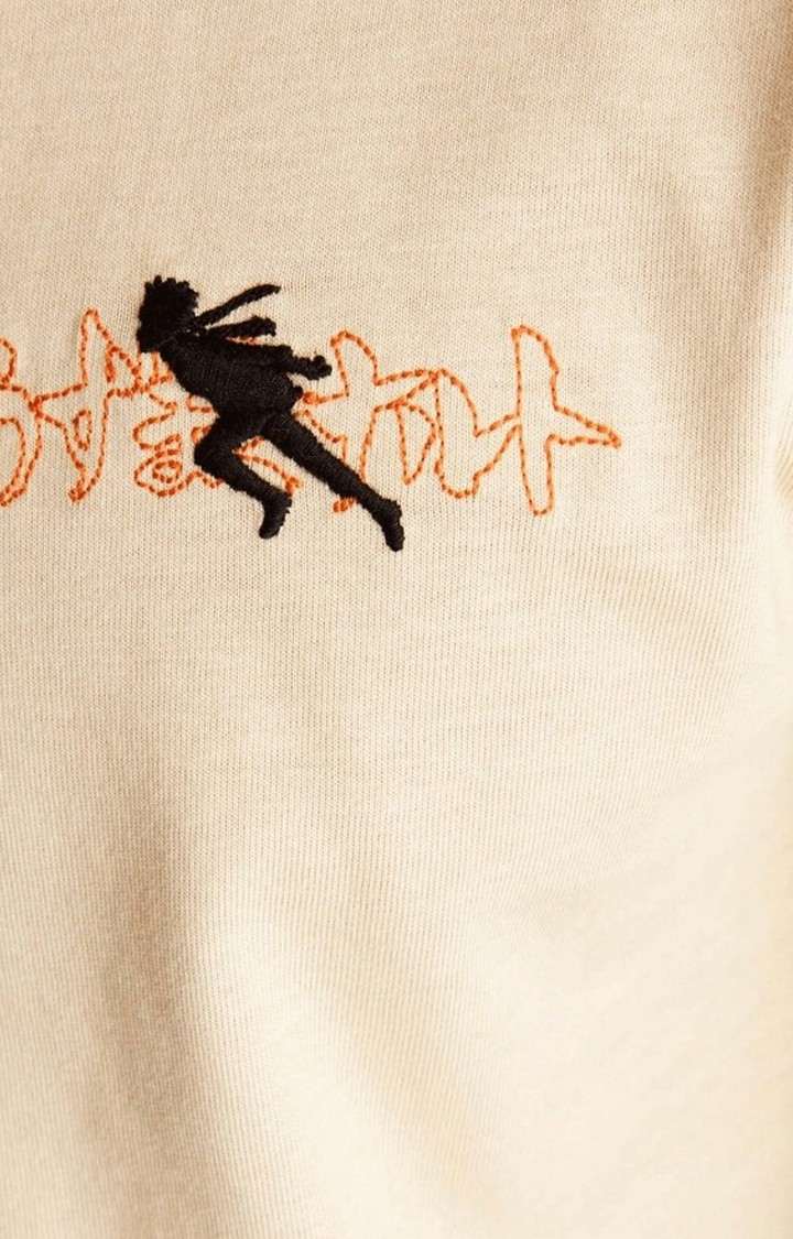Men's Beige Printed Regular T-Shirts