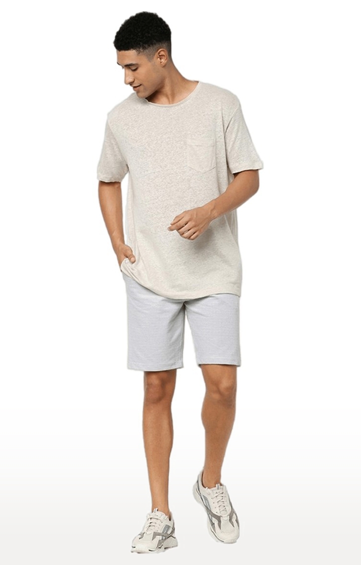 Men's White Melange Boxy T-Shirt