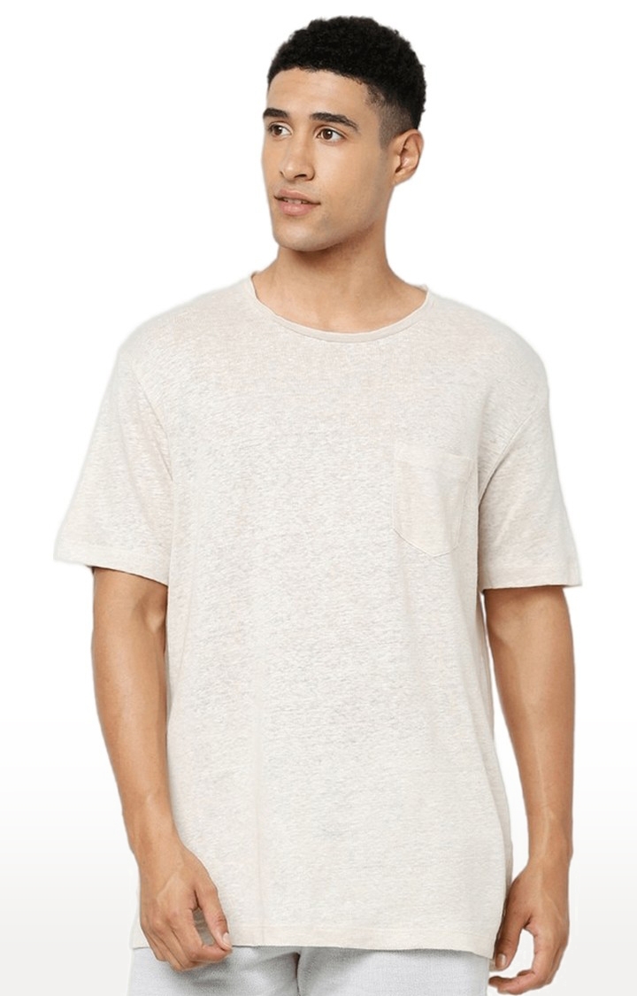 celio | Men's White Melange Boxy T-Shirt