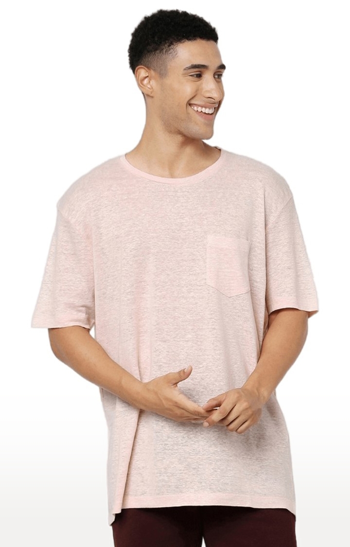 Men's Pink Solid Boxy T-Shirt