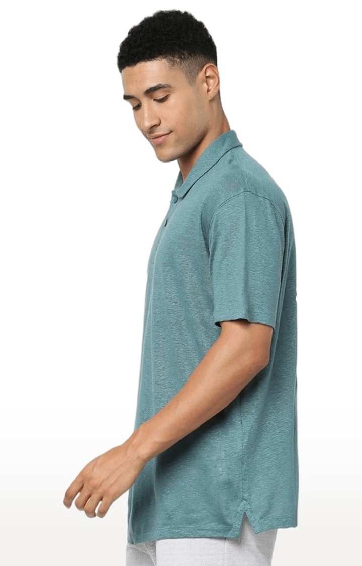 Men's Green Melange Polos