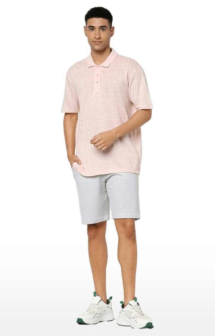 Men's Pink Melange Polos