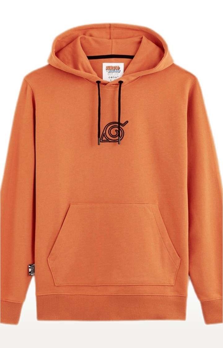 Men's Orange Solid Hoodies