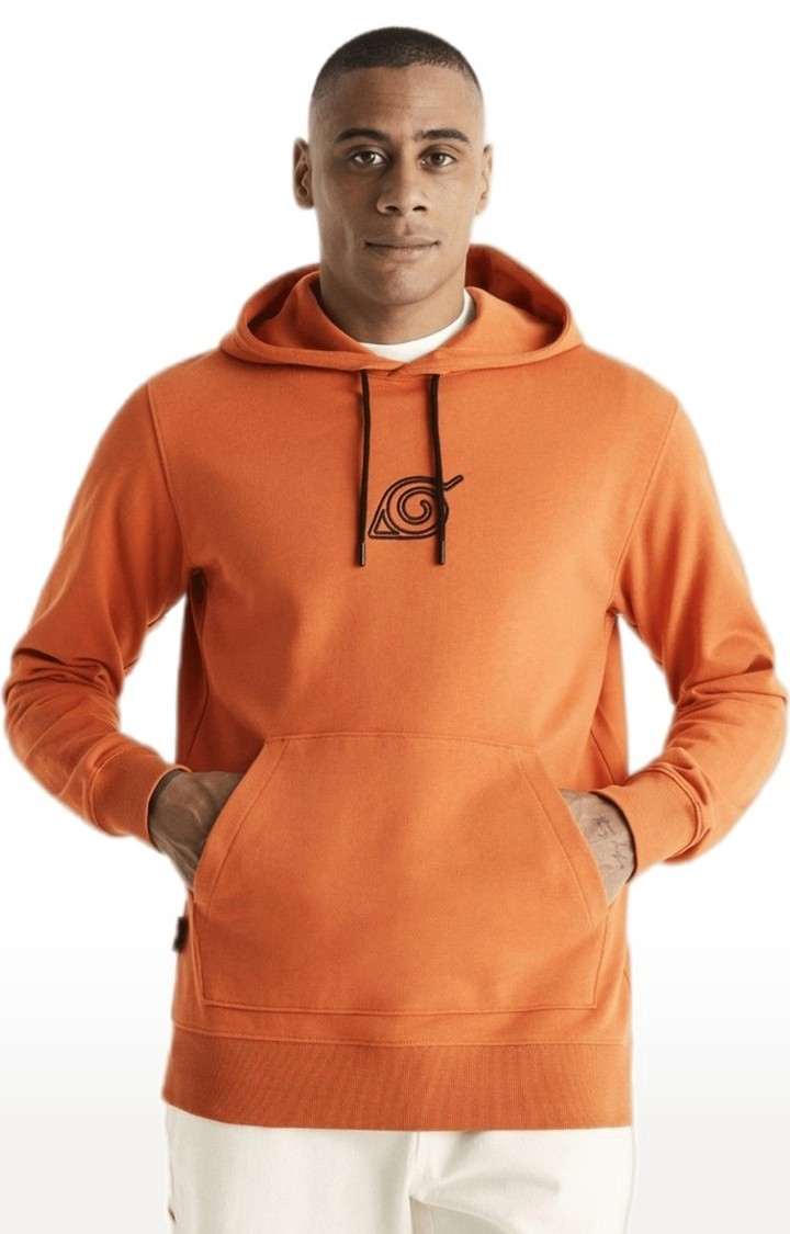 Men's Orange Solid Hoodies