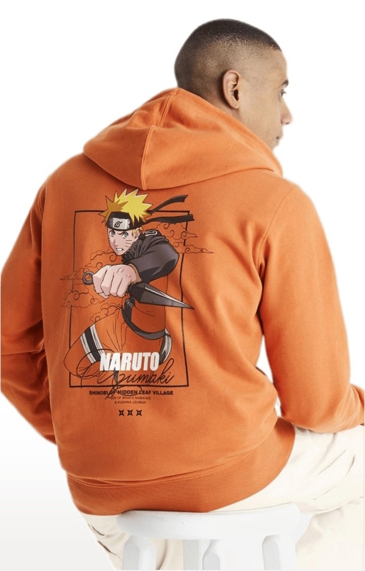 Men's Orange Solid Hoodies